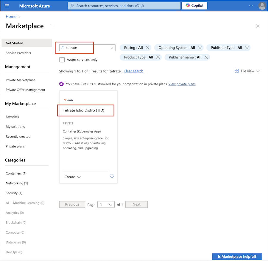 Azure HCI catalog screen