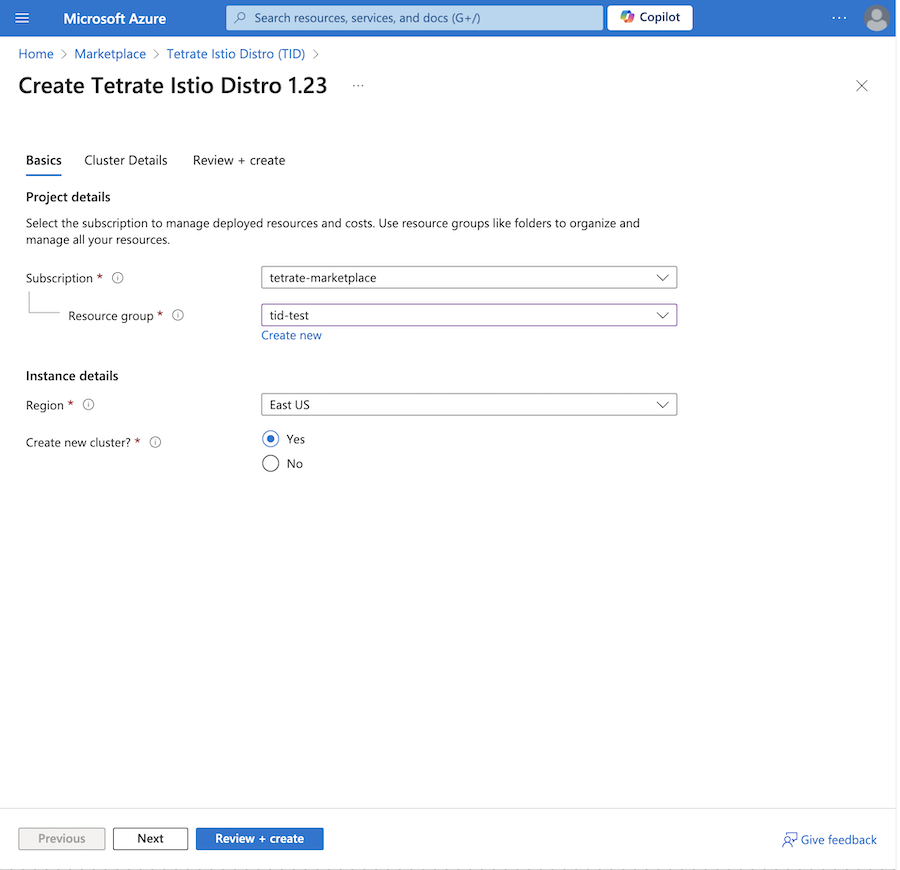 Type of installation and Azure details