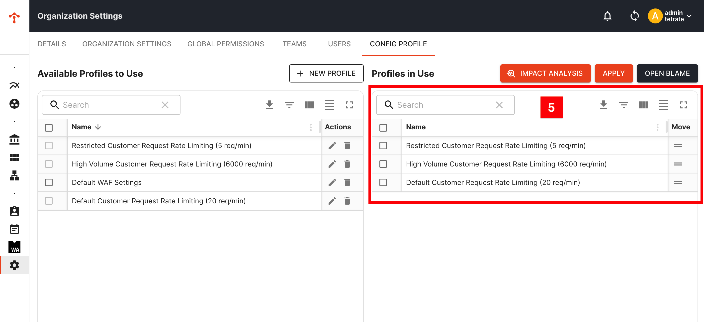Selecting available profiles for attaching