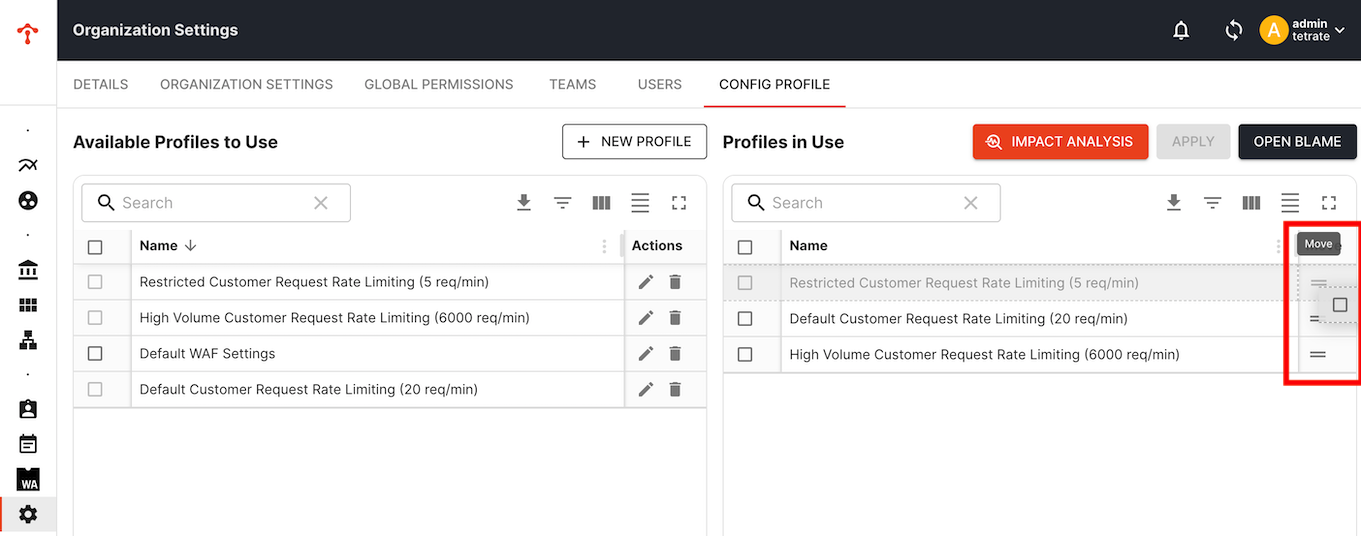 Selecting available profiles for attaching