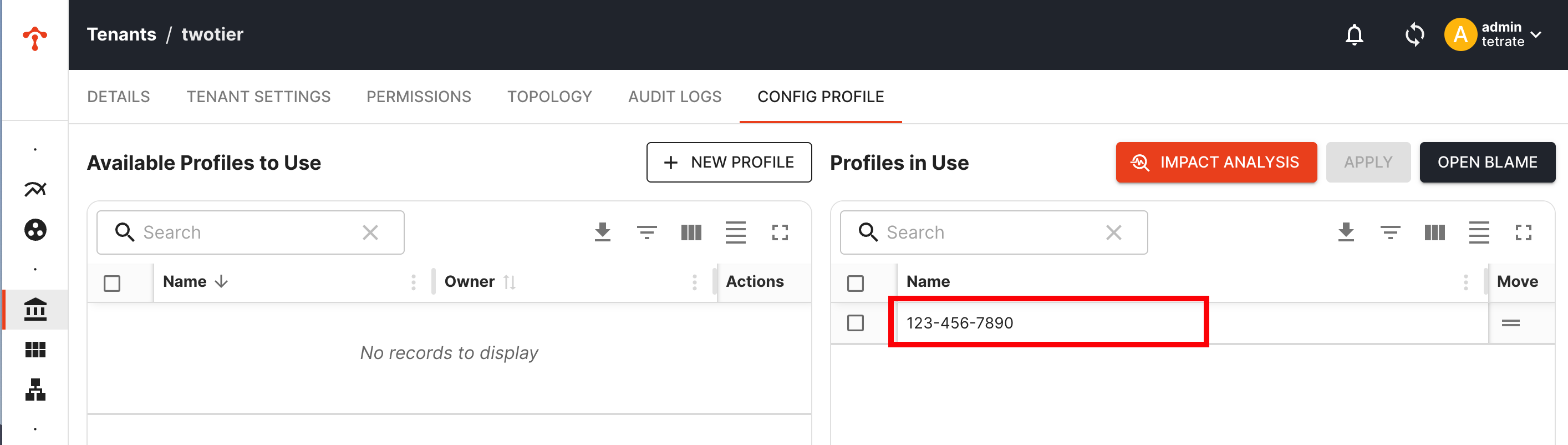 Deleting a profile