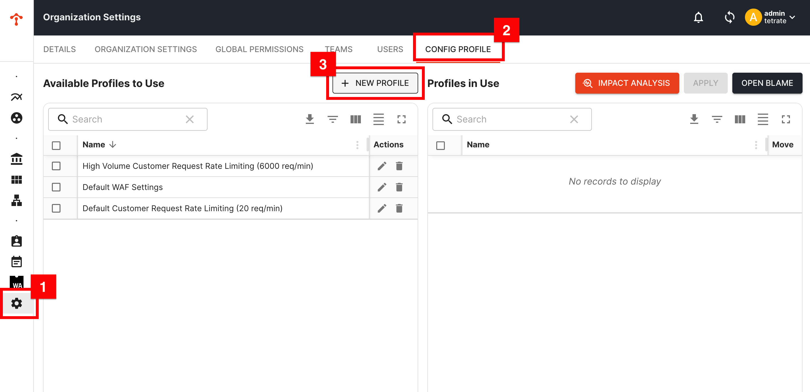 Example of creating a new profile.