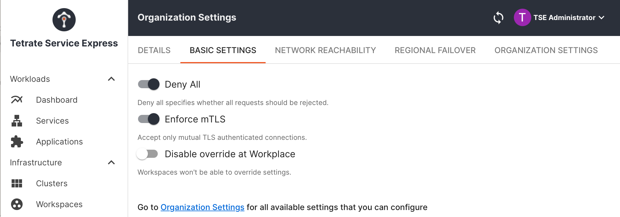 TSE Security Settings