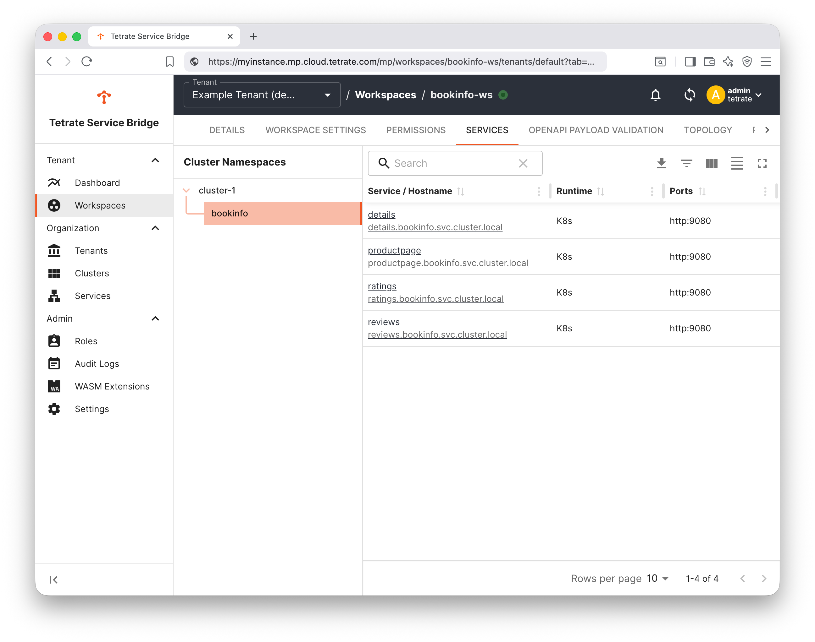 Workspace with Services